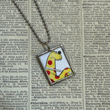 Put me in the Zoo, original illustrations from vintage book, up-cycled to soldered glass pendant