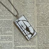 Nightmare before Christmas, Jack Skellington, original illustrations from vintage book, up-cycled to soldered glass pendant