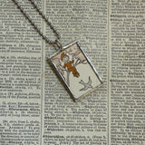 Elf, Gnome, Brownie, vintage children's book illustration up-cycled to soldered glass pendant