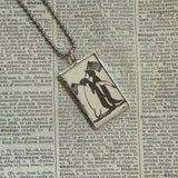 Mr. Popper's Penguins, vintage children's book illustrations, hand-soldered glass pendant