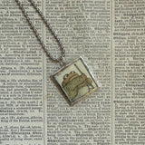 Frog and Toad, vintage children's book illustrations, up-cycled to soldered glass pendant