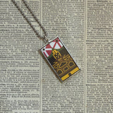 Charley Harper, porcupine, turtle, mid-century modern art, 2-sided hand soldered glass pendant