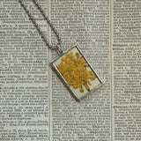 Lily and narcissus flowers, botanical illustrations, up-cycled to soldered glass pendant