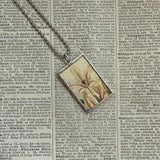 Lily and narcissus flowers, botanical illustrations, up-cycled to soldered glass pendant
