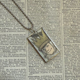 Wild Things, Max, Sendak, vintage children's book illustrations, up-cycled to soldered glass pendant