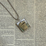 Frog and Toad, vintage children's book illustrations, up-cycled to soldered glass pendant