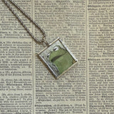 Frog and Toad, vintage children's book illustrations, up-cycled to soldered glass pendant