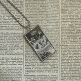 Seeds and plant life cycles, vintage children's book illustrations, upcycled to soldered glass pendant