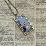 Birds, Charley Harper illustrations upcycled to soldered hand-soldered glass pendant 