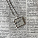 Slug, vintage dictionary illustration, up-cycled to hand soldered glass pendant