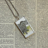 Winnie the Pooh childrens' book illustrations up-cycled to hand-soldered glass pendant