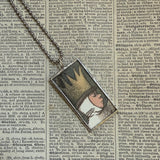 00Wild Things, Max, Sendak, vintage children's book illustrations, up-cycled to soldered glass pendant