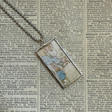 Peter Rabbit, original illustrations from vintage, children's classic book, up-cycled to soldered glass pendant