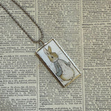 Peter Rabbit, Beatrix Potter, original illustrations from vintage, children's classic book, up-cycled to soldered glass pendant