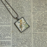 Fairies, vintage children's book illustration up-cycled to soldered glass pendant