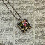 Fairies, vintage children's book illustration up-cycled to soldered glass pendant