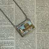 San Francisco, vintage California travel poster images, upcycled hand soldered glass pendant