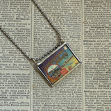 San Francisco, vintage California travel poster images, upcycled hand soldered glass pendant