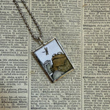 00Frog and Toad, vintage children's book illustrations, up-cycled to soldered glass pendant