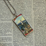 Golden Gate Bridge, Coit Tower, vintage San Francisco Travel images, upcycled hand soldered glass pendant