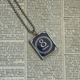 Mushroom and 8 ball, vintage illustrations up-cycled to soldered glass pendant