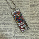 Wayne Thiebaud, gumball machine, ice cream sundae, mid-century modern art, 2-sided hand soldered glass pendant