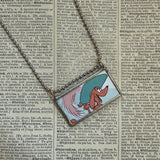 Go Dog Go, original illustrations from vintage book, up-cycled to soldered glass pendant