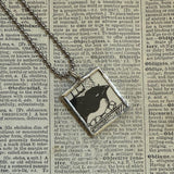 Mr. Popper's Penguins, vintage children's book illustrations, hand-soldered glass pendant