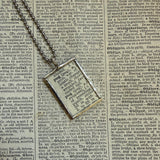 Pug dog, vintage 1930s dictionary illustration, up-cycled to hand-soldered glass pendant