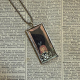 Madeline and Miss Clavel, original illustrations from vintage book, up-cycled to soldered glass pendant