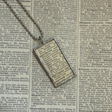 Mistletoe plant, vintage botanical dictionary illustration, upcycled to soldered glass pendant