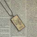 Mistletoe plant, vintage botanical dictionary illustration, upcycled to soldered glass pendant