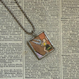 Asterix, Obelix, original vintage 1960s book illustrations, upcycled to soldered glass pendant