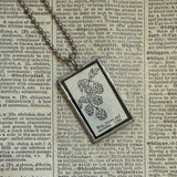 Hops plant, vintage botanical dictionary illustration, upcycled to soldered glass pendant
