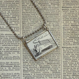 Clockwork mouse, vintage illustrations upcycled to hand-soldered glass pendant
