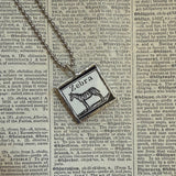 Zebra, vintage illustration, upcycled to soldered glass pendant