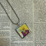 Tinkerbell, vintage children's book illustrations, up-cycled to soldered glass pendant