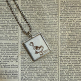 Make Way for Ducklings, vintage children's book illustrations, up-cycled to soldered glass pendant