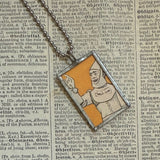 Tin Man, Scarecrow, Wizard of Oz, vintage children's book illustrations, up-cycled to soldered glass pendant
