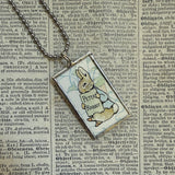 Peter Rabbit, Tom Kitten, original illustrations from vintage, children's classic book, up-cycled to soldered glass pendant