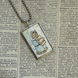 Peter Rabbit, Tom Kitten, original illustrations from vintage, children's classic book, up-cycled to soldered glass pendant
