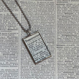 Pomeranian, vintage 1930s dictionary illustration, up-cycled to hand-soldered glass pendant