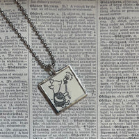 Winnie the Pooh, Piglet, childrens' book illustrations up-cycled to hand-soldered glass pendant