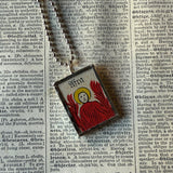 Medieval religious illustration, Christianity, upcycled to soldered glass pendant