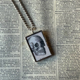 Skeleton / Skull, vintage illustrations up-cycled to soldered glass pendant