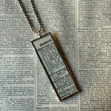 Skeleton, vintage dictionary illustration, up-cycled to soldered glass pendant