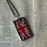 Vintage London travel posters, upcycled hand soldered glass pendant