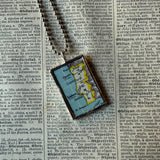 Lisbon Portugal, vintage map, hand-soldered glass pendant