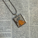 Mouse, prince charming, vintage children's book illustrations, up-cycled to soldered glass pendant