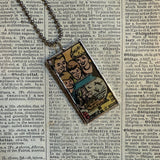 Sea Monkeys, vintage 1970s comic advertisement illustrations upcycled to soldered hand-soldered glass pendant